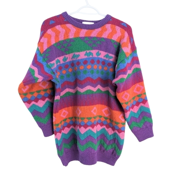 Vintage Sweaters - Vintage Simons 100% wool colorful vibrant 90s sweater small medium A